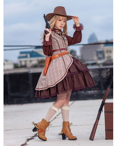 Classical Lolita Dress Polyester Sleeveless Coffee Brown Lolita Dresses