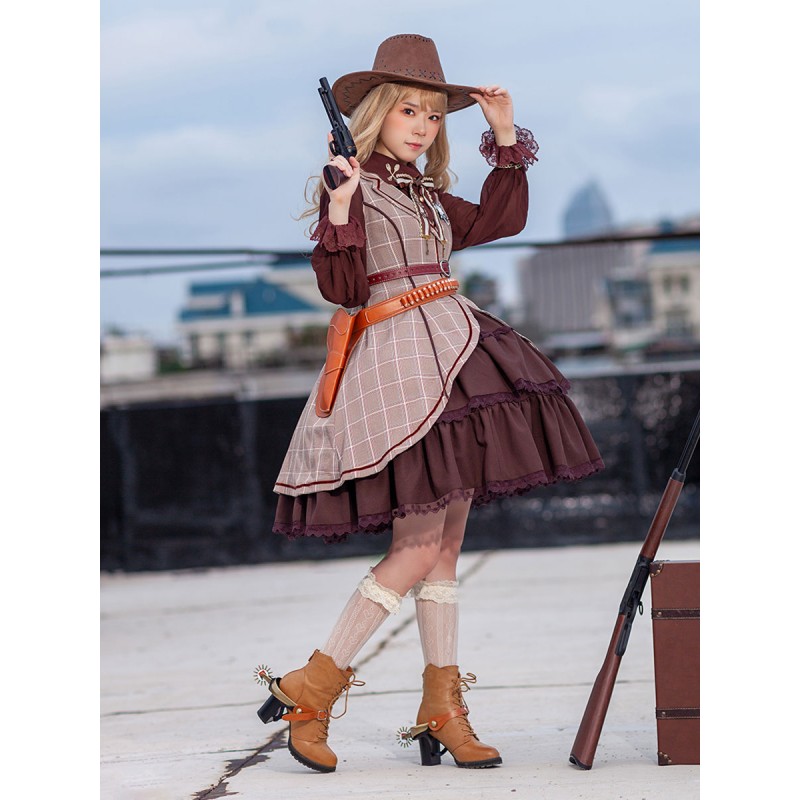 Classical Lolita Dress Polyester Sleeveless Coffee Brown Lolita Dresses