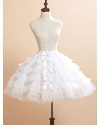 White Bows Organza Lolita Skirt For Women Lovely Party