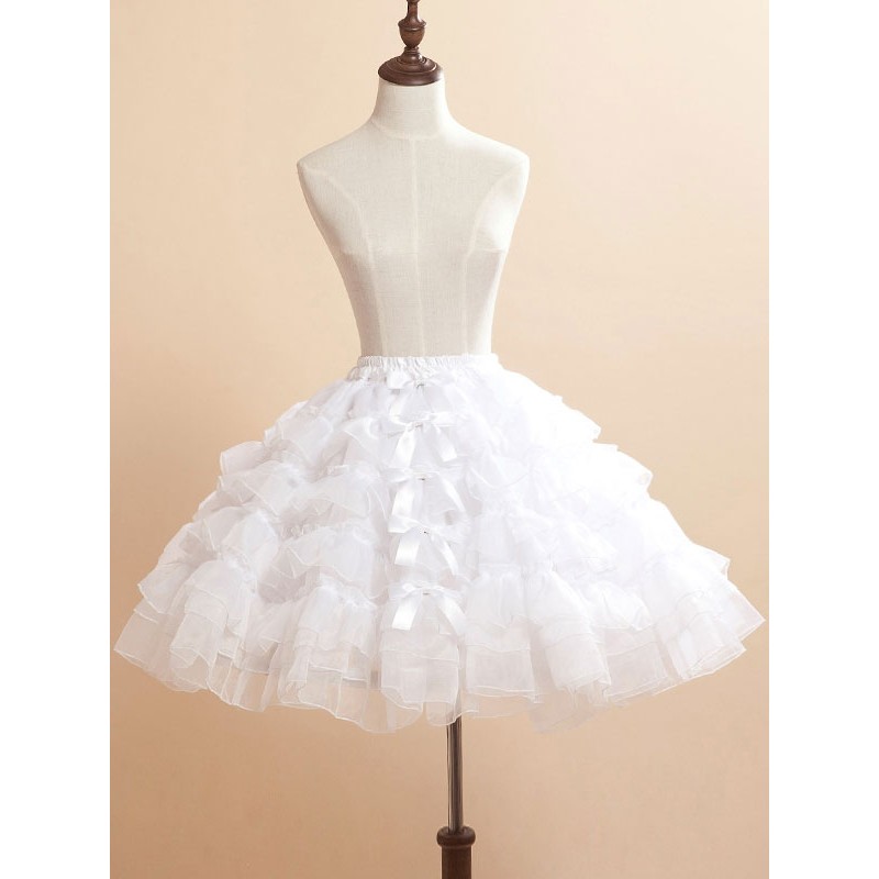 White Bows Organza Lolita Skirt For Women Lovely Party