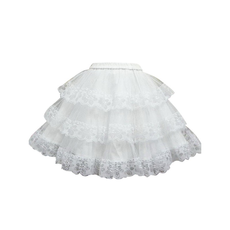 White Lace Lolita Skirt Layers Flower Print Sweet Daily Casual