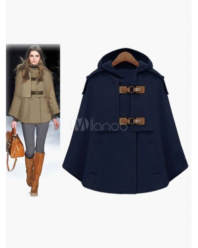 Women Camel Coat Hoodie Wrap Jacket Poncho Wrap Coats Poncho  Cape Winter Daily Casual