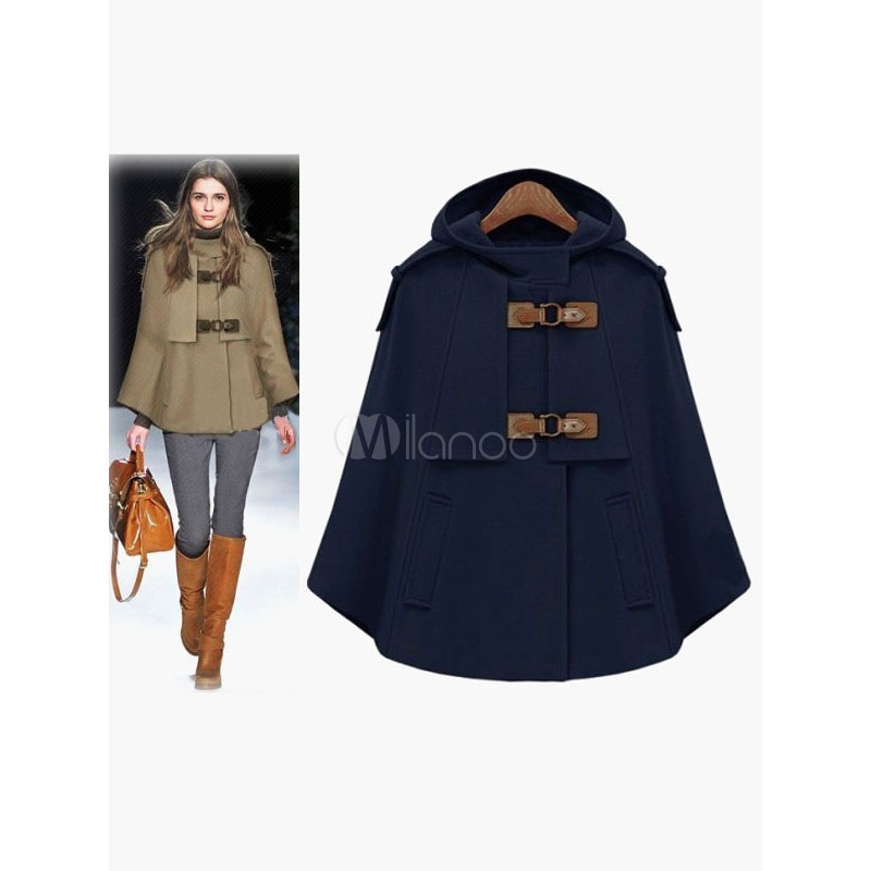 Women Camel Coat Hoodie Wrap Jacket Poncho Wrap Coats Poncho  Cape Winter Daily Casual