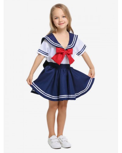 Costumes For Kids Dark Navy School Girl Kid's Top Skirt Mardi Gras Halloween