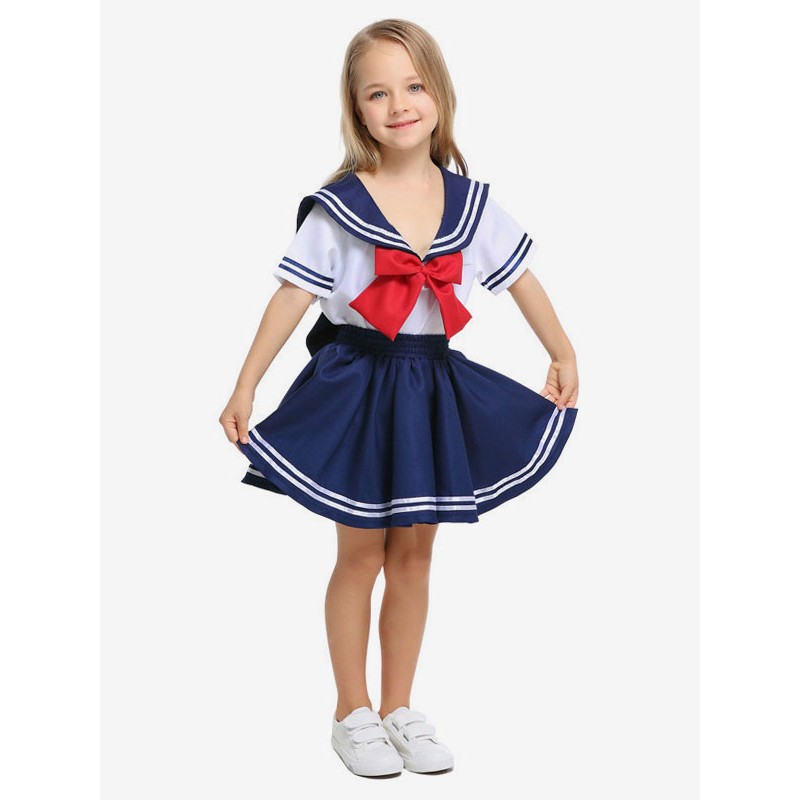 Costumes For Kids Dark Navy School Girl Kid's Top Skirt Mardi Gras Halloween