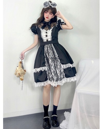 Gothic Lolita Dresses Ruffles Lace Lace Black