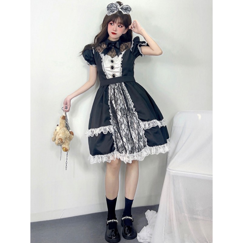 Gothic Lolita Dresses Ruffles Lace Lace Black