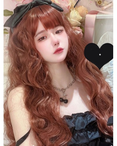 Style Lolita Wigs Coffee Brown Long Heat-resistant Fiber Lolita Accessories Sweet Harajuku Fashion ROCOCO Daily Casual Tea Party