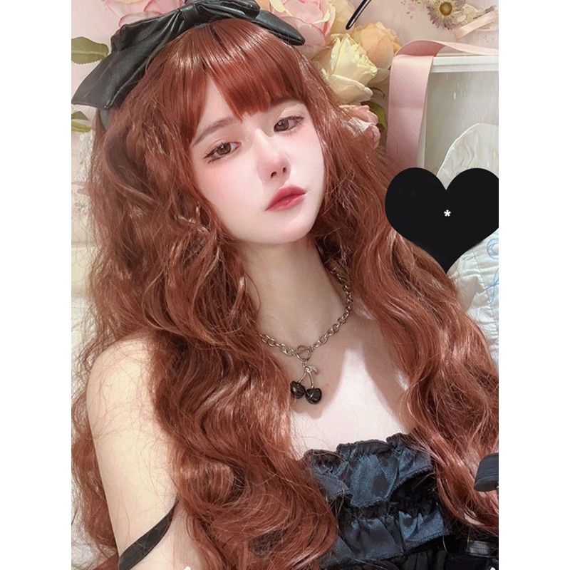 Style Lolita Wigs Coffee Brown Long Heat-resistant Fiber Lolita Accessories Sweet Harajuku Fashion ROCOCO Daily Casual Tea Party