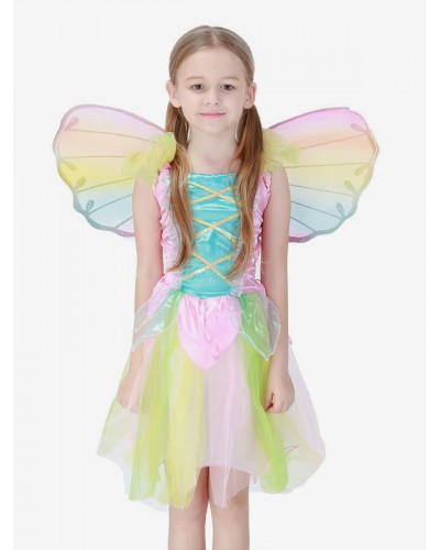 Kids Carnival Costumes Wears Angel Rainbow Petal Child Dress Cosplay Outfits Mardi Gras Halloween