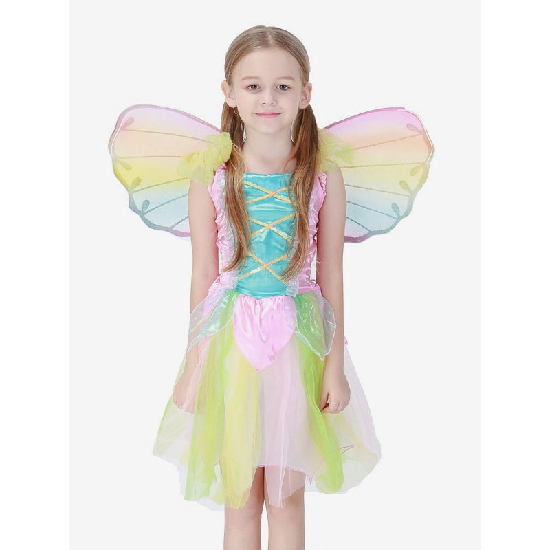 Kids Carnival Costumes Wears Angel Rainbow Petal Child Dress Cosplay Outfits Mardi Gras Halloween