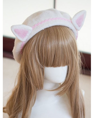 Sweet Lolita Beret Cat Ear Wool Lolita Hat Accessories Daily Casual Tea Party