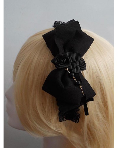 Black Lace Flower Bow Synthetic Lolita Hair Accessories Lovely Ball