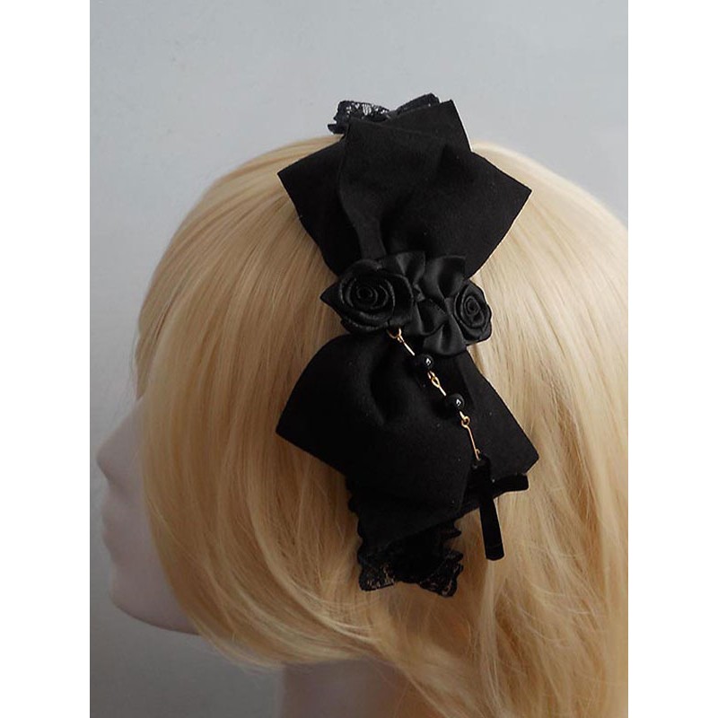 Black Lace Flower Bow Synthetic Lolita Hair Accessories Lovely Ball