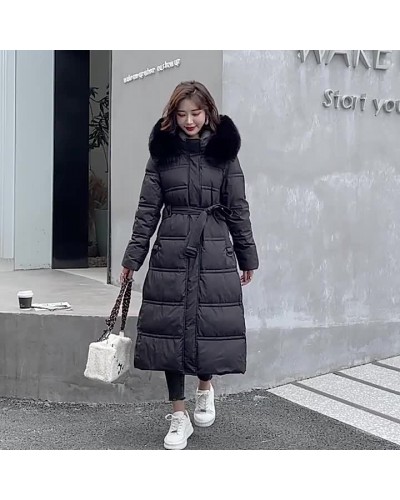 Women Puffer Coats Stand Collar Faux Fur Long Outerwear Casual Winter Street Wear