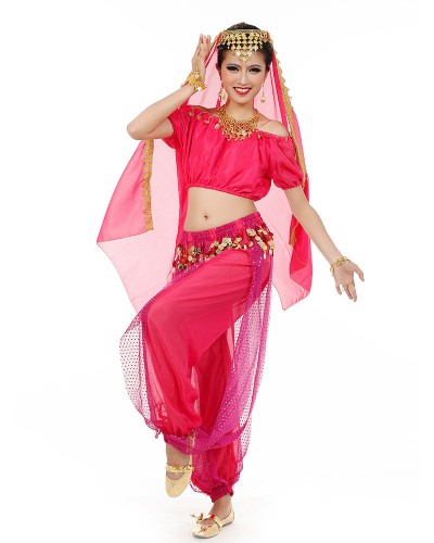 Belly Dance Costume Charming Chiffon Bollywood Dance Dress For Women With Veil Performance