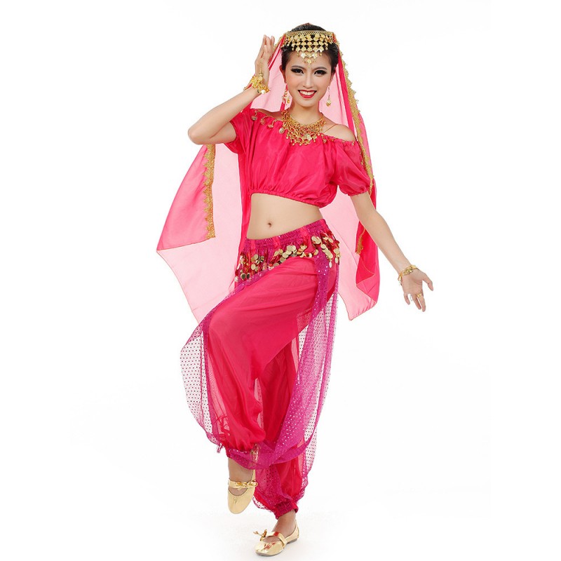 Belly Dance Costume Charming Chiffon Bollywood Dance Dress For Women With Veil Performance