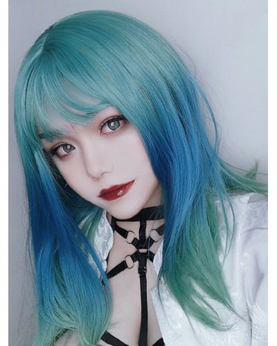 Lolita Wig Long Heat-resistant Fiber Green Lolita Accessories Steampunk Gothic Daily Casual Tea Party