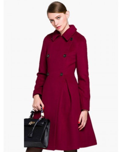 2023 Women Winter Coat Double-Breasted Flared Coat Army