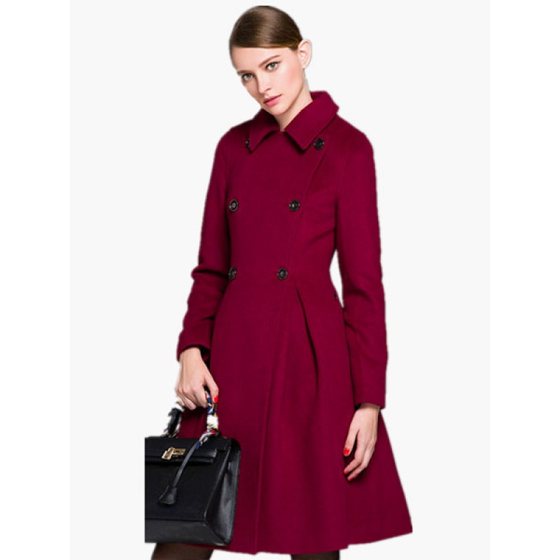 2023 Women Winter Coat Double-Breasted Flared Coat Army