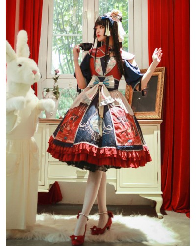 Chinese Style Lolita OP Dress Infanta Kimono Pleated Fringe Pleated Lolita One Piece Dresses