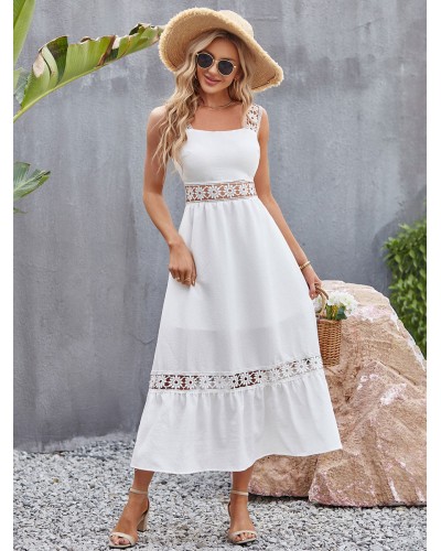 Women Cut Out Casual Square Neck Sleeveless Midi Dress Bodycon Summer