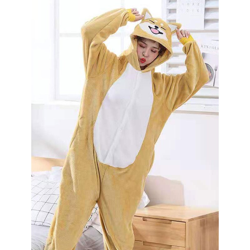 Onesie Pajamas Kigurumi For Kids Polyester Yellow Shiba Dogs Doge Pajamas Costume Spring Fall