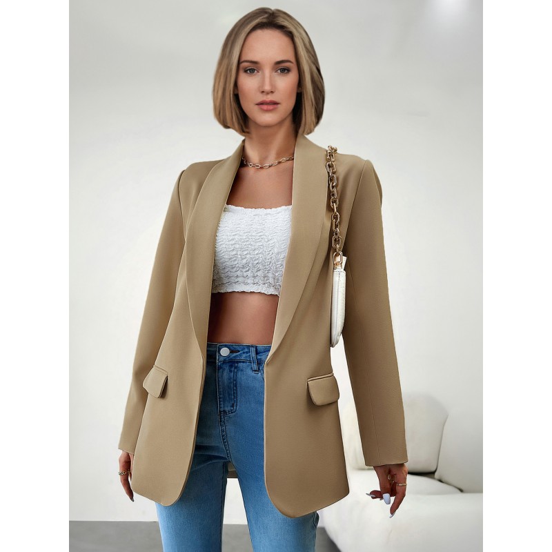 Blazer For Women Stylish Turndown Collar Long Sleeves Outerwear Chic  Modern Casual