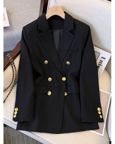 Blazer Jacket Double Breasted Chic Outerwear For Women Tailored Jacket Spring Fall