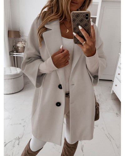 Blazer For Women Stylish Turndown Collar Long Sleeves Outerwear Casual