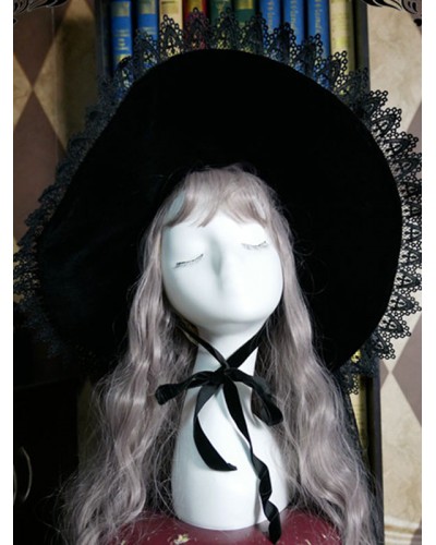 Lolita Lolita Hat Lace Polyester Lolita Black Witch Hat Accessories Daily Casual Tea Party