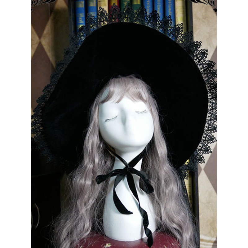 Lolita Lolita Hat Lace Polyester Lolita Black Witch Hat Accessories Daily Casual Tea Party