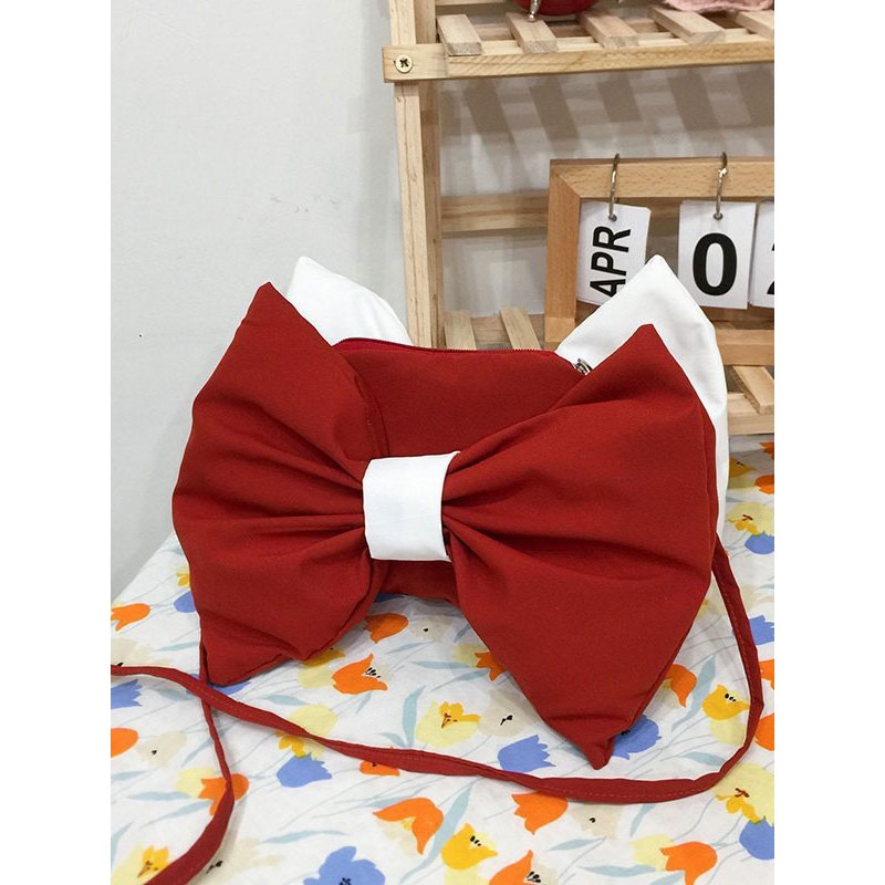 Red Lolita Bag Canvas Bows Polyester Fiber Cross-body Bag Lolita Accessories