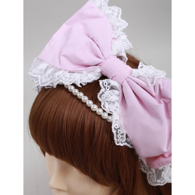 Pink Cotton Lovely Pearls Lolita Headdress