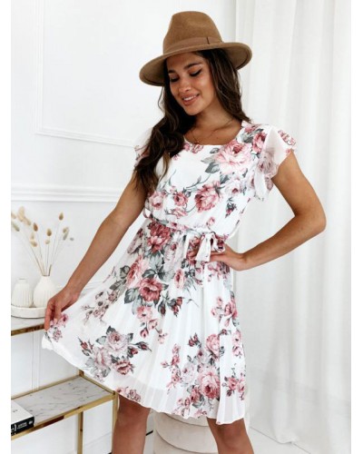 Women Mini Dresses Black Floral Print Short Sleeves Short Dress Bohemian Spring Summer