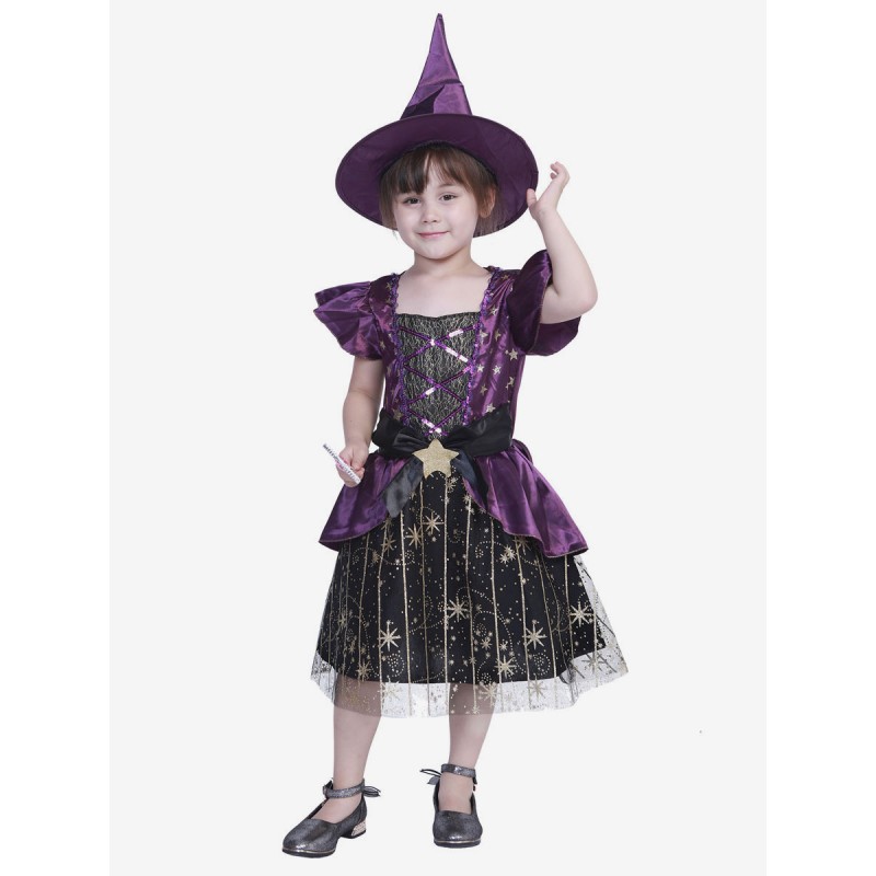 Kids Halloween Costumes Purple Halloween Set Kid's Polyester Fiber Polyester Dress Hat Sets