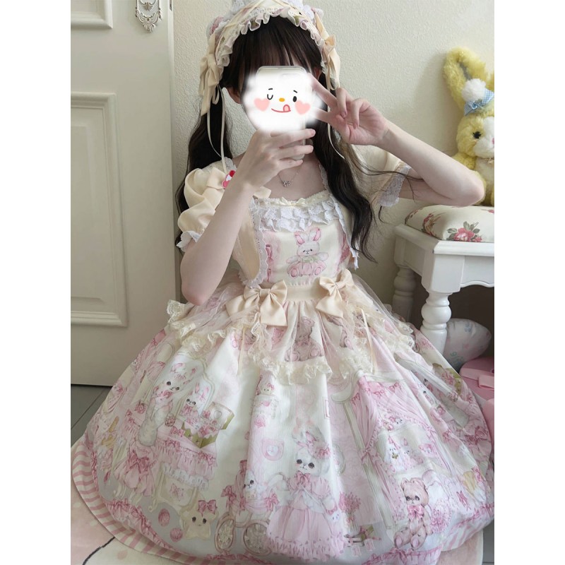 Sweet Lolita Dress Polyester Short Sleeves Dress Lolita Dress