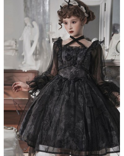 Gothic Lolita Dresses Ruffles Bows Black