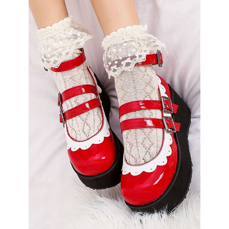 Sweet Lolita Footwear Round Toe Leather Flatform Lolita Pumps