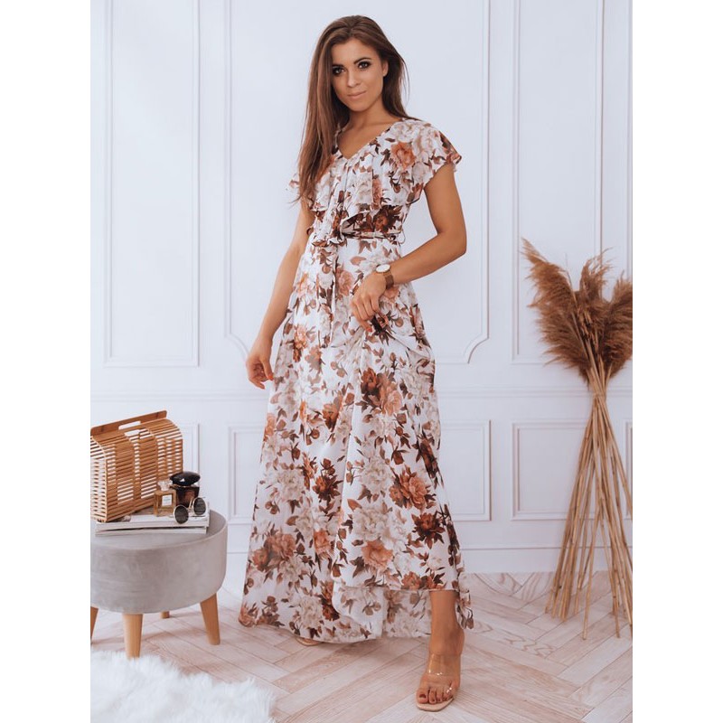 Floral Dresses Ruffles V-Neck Short Sleeves Casual Summer Long Dress Maxi Daily Casual Street Wear Resort Wear