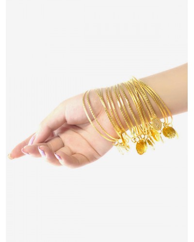 Belly Dance Costumes Bracelet Blond Metallic Embossed Women Costume Accessory Performance