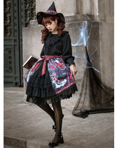 Black Lolita Blouses Long Sleeves Polyester Sweet Top Lolita Shirt Tops Daily Casual