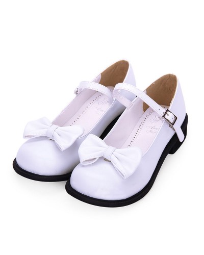 Sweet Lolita Footwear Bow Round Toe White Lolita Mary Jane Shoes