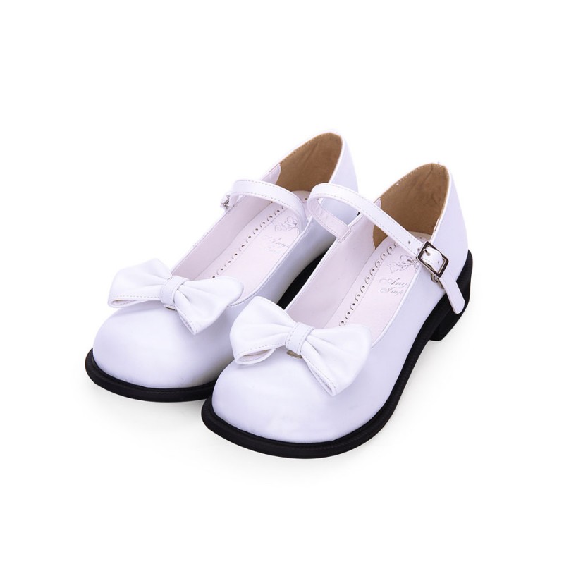 Sweet Lolita Footwear Bow Round Toe White Lolita Mary Jane Shoes