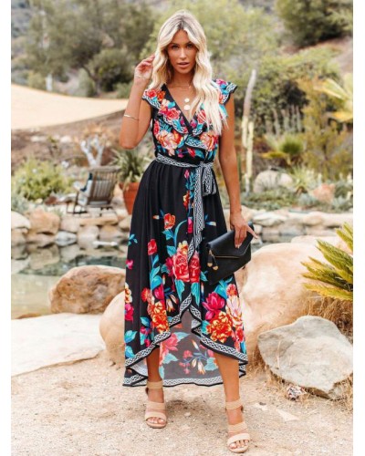 V-Neck Maxi Dress Sleeveless Casual Floor Length Dress Beach Resort Wear