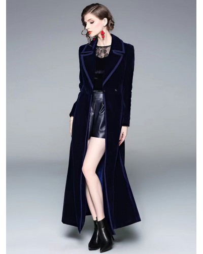 Long Coat For Woman Royal Blue Outerwear Sexy Winter