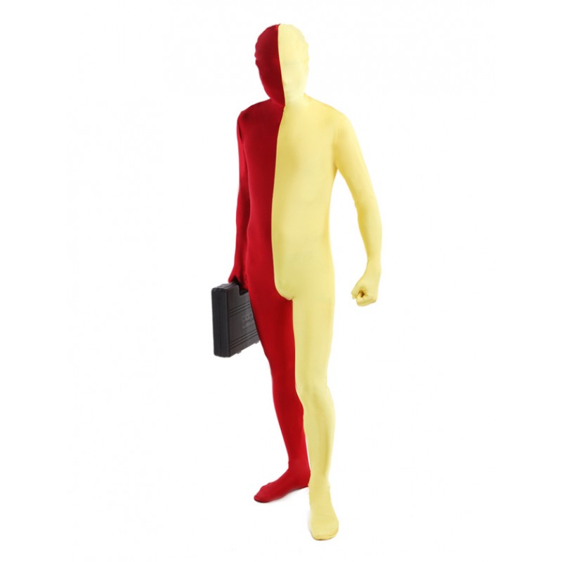 Unisex Morph Suit Red And Yellow Lycra Spandex Zentai Suit Full Body Suit