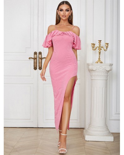 Off The Shoulder Bateau Neck Midi Dress Sexy Party Ball