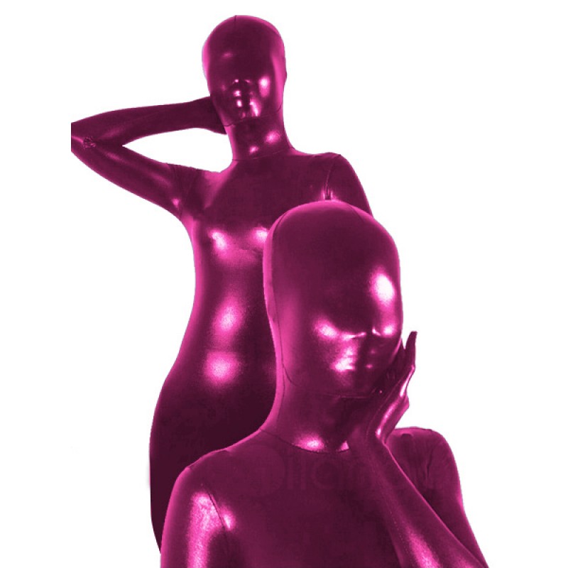 Morph Suit Dark Magenta Shiny Metallic Fabric Zentai Suit Unisex Full Body Suit Solid