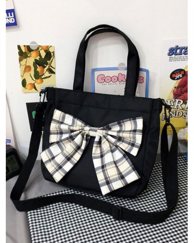 Black Lolita Bag Polyester Bows Lolita Accessories Handbag Daily Casual